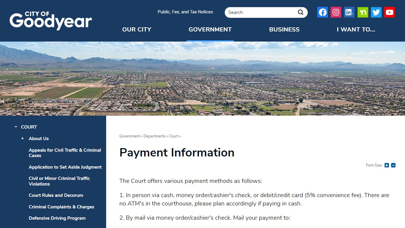 Payment Information | City of Goodyear