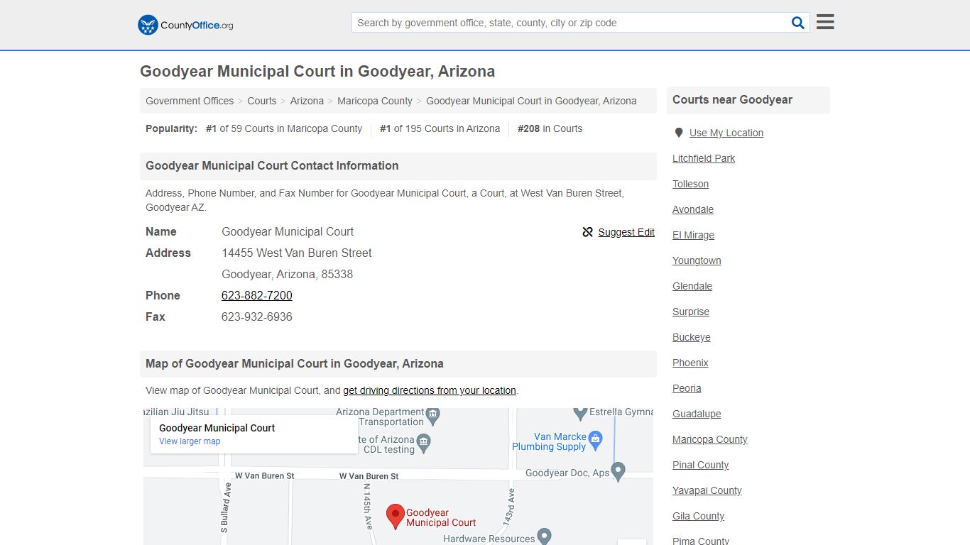 Goodyear Municipal Court in Goodyear, Arizona - County Office